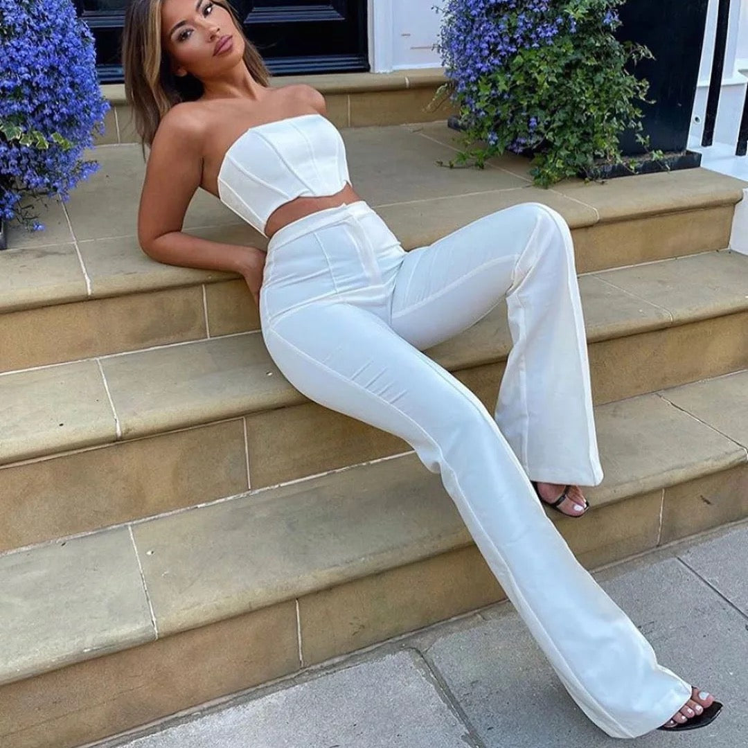 Opulence Flare Pantset (WHITE) image 3